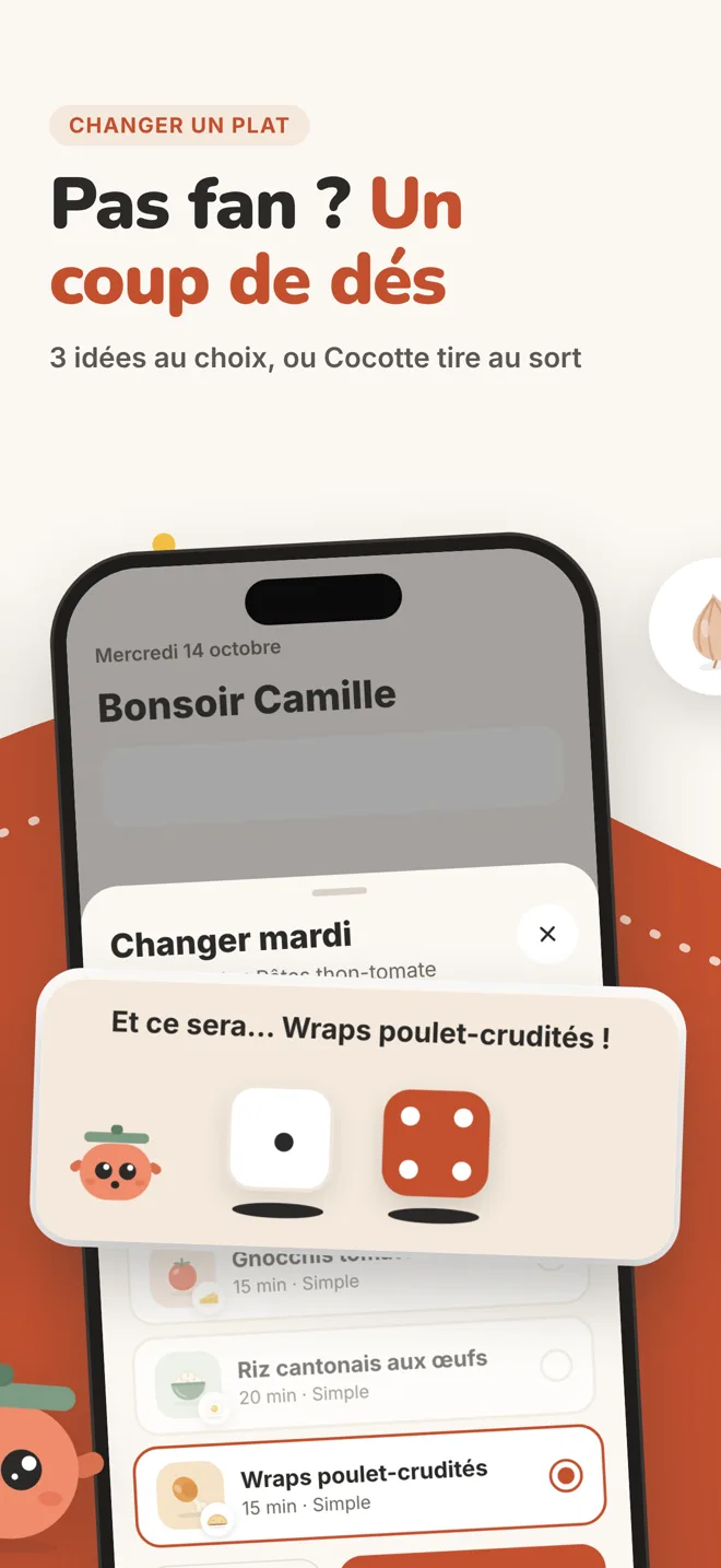 Swap a dish with a roll of the dice